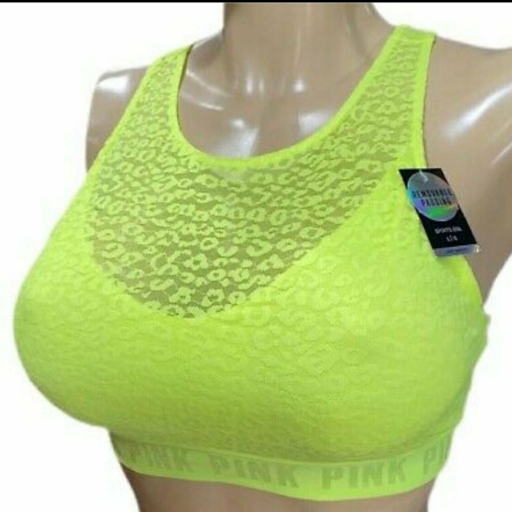 PINK Victoria's Secret NEON Yellow Sports Bra